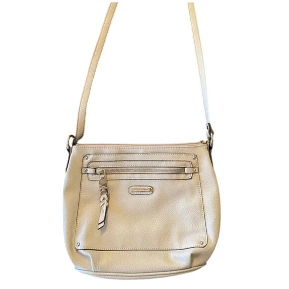 Beautiful Dana Buchman Pebled Leather‎ Off White Crossbody Bag - Picture 1 of 6